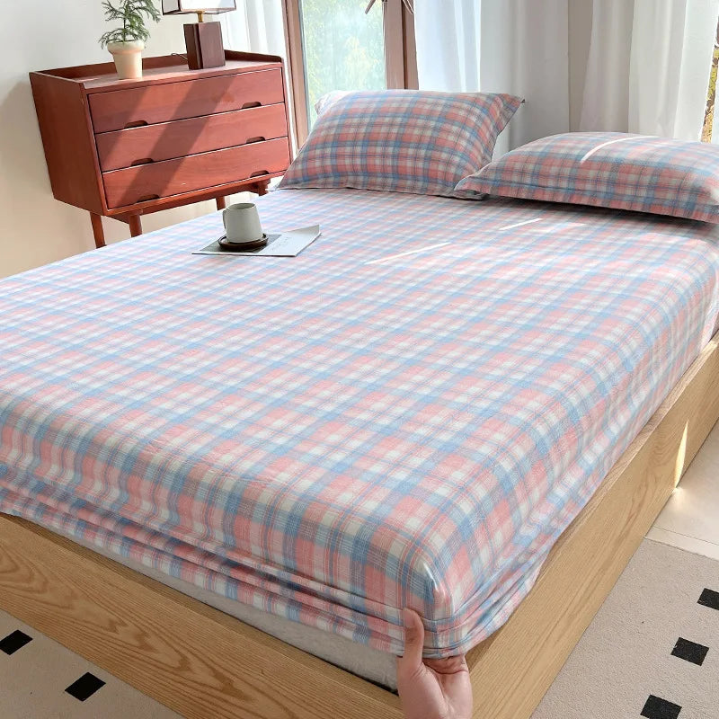 Wholesale Printed White Plain Fitted Sheets Washable Cotton Non-slip Mattress Cover Bed Fitted Sheet