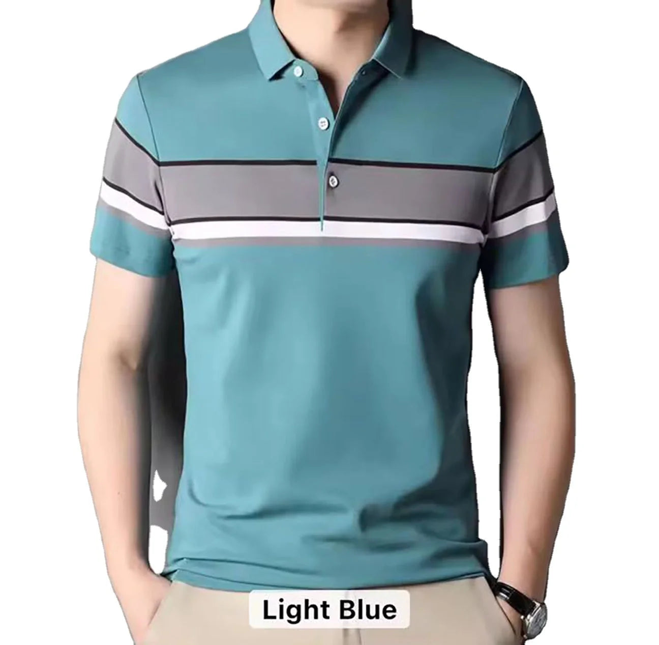 Oem Customized logo Design Fashion 2024 Men's Men's Striped Embroidery Reverse Collar Half Sleeve Top Trend Polo Shirt
