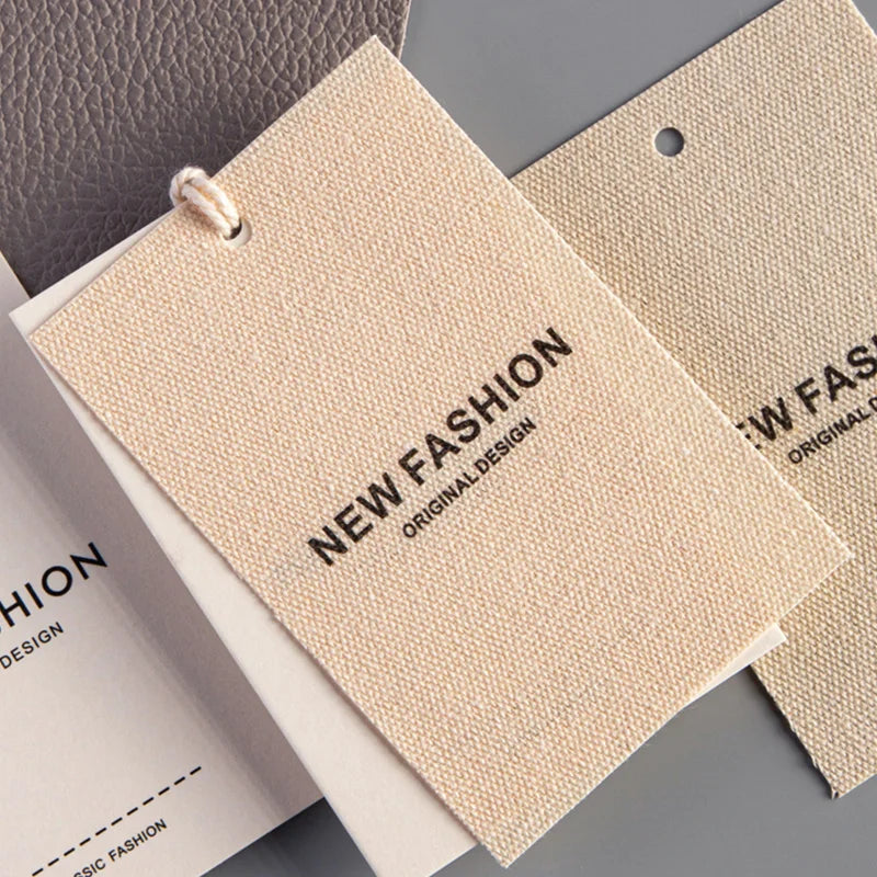 2025 Swing Cotton Hang Tag Custom Logo Recycled Print Clothing Cotton Canvas Cloth Fabric Hang Garment Tag Eco Friendly Hand Tag
