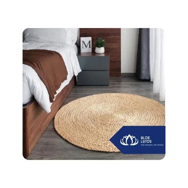 Decorative round hyacinth carpet ideal for yoga tea corner or cozy corner of your home From Blue Lotus Vietnam