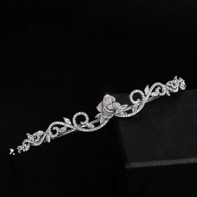 JR MOQ 2pcs Wholesale Jewelry Women Hair Accessories Cubic Zirconia Floral Brass Metal Crown for Wedding Fast Delivery