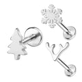 ASTM F136 16G Internally Threaded Labret Piercing Jewelry Gold Plated Titanium Christmas Set for Weddings and Engagements