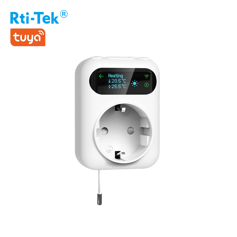 Smart Wi-Fi Thermostat Socket OLED Display IP20 Protection 0.5C Accuracy for 16A Cooling/Heating Temperature Control
