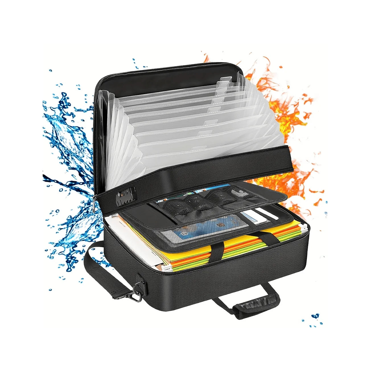 US Overseas Warehouse Ready Stock Fireproof Waterproof Document Organizer Bag Multi-pocket Fiberglass Storage Bag