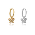 EH1021 925 Sterling Silver Fashion White Zircon Hoop Earrings Butterfly Charm Drop Earrings Wedding Fine Jewelry for Women Gifts