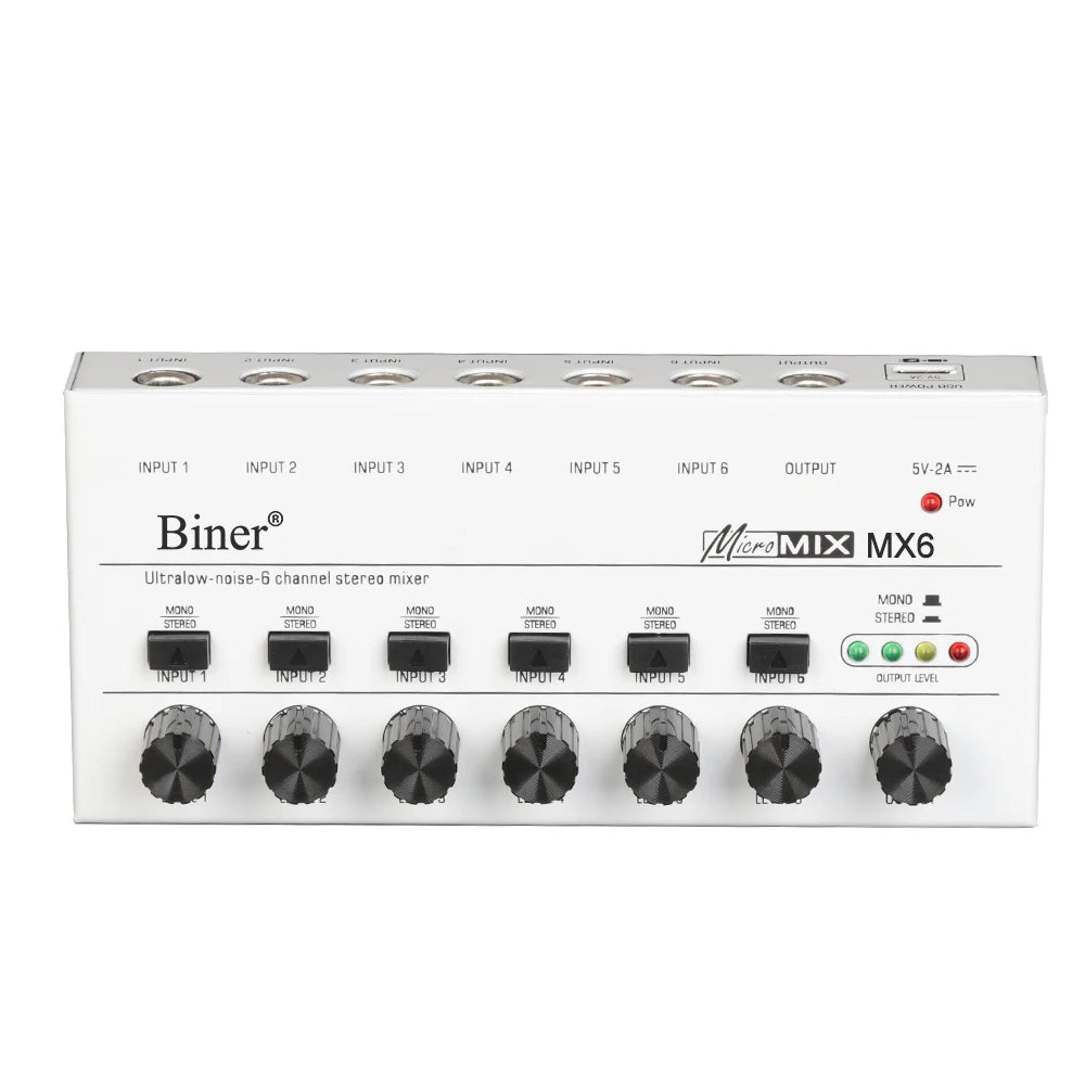 Biner MX6 Professional Ultra-compact Low Noise 6 Channels Stereo Mixer With Line Audio Mono Mixer Sound Mixer