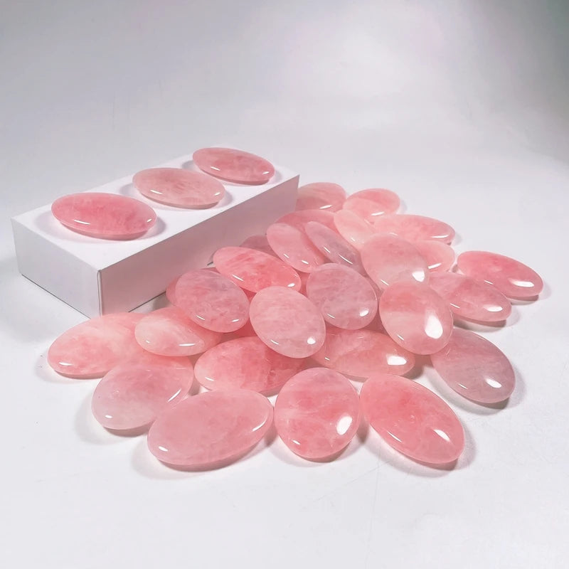 Hongzhuo Wholesale Natural Polished Healing Crystals Rose Quartz Palm Stone for Christmas Decorations