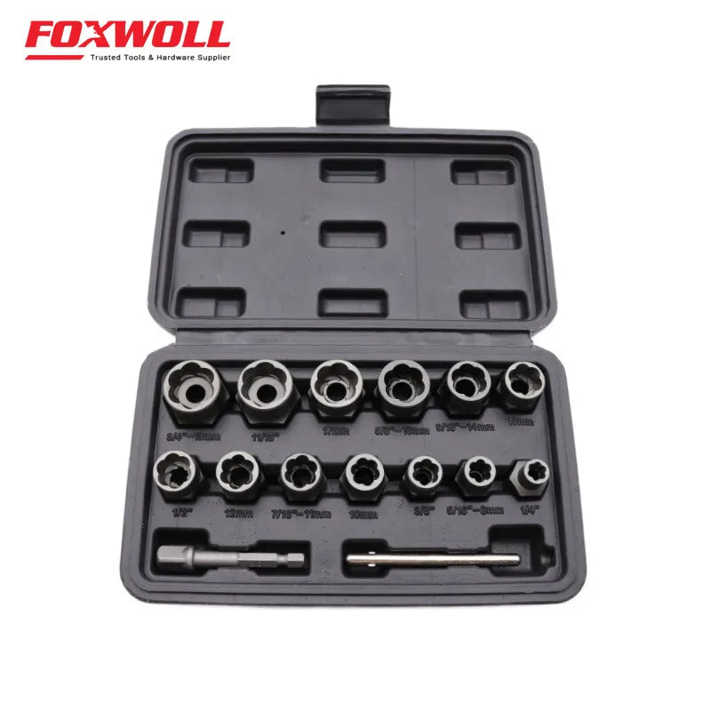 15pcs Screw Remover High Hardness Repairing Damaged Impact Metric Twist Socket Set