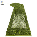 YX190 African Sequin Green Embroidery Tulle Lace Materials Lace Sequins Lace Fabric for Senegal Weddings