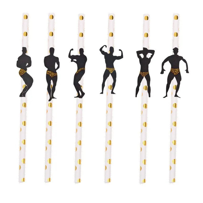 6Pcs Stripper Dancing Men Straws Bachelorette Party Decorations Straws Fiesta Party Drinking Favors Adult Party Supplies