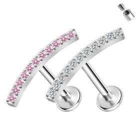 Wholesale G23 Titanium 16G CZ Cartilage Piercing Ear Studs Women's Zirconia Ear Lip Piercing Earrings