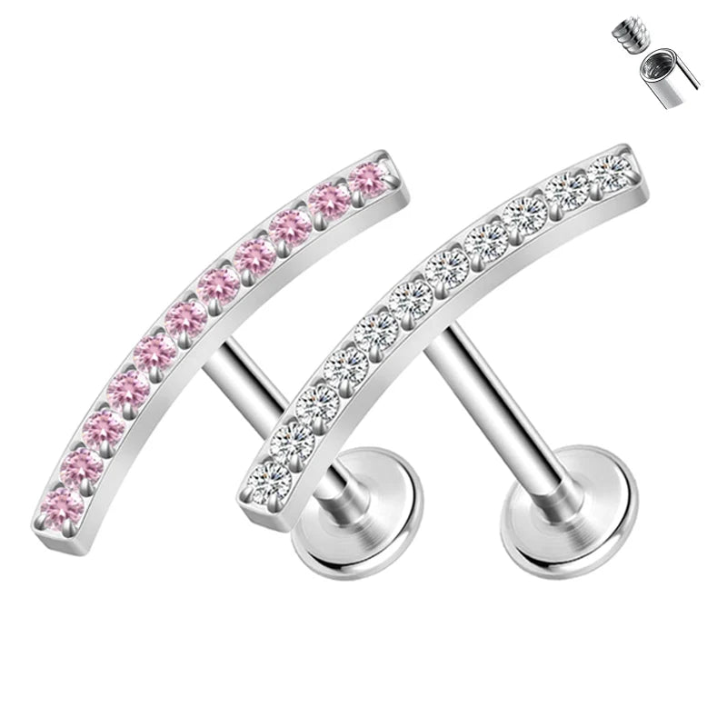 Wholesale G23 Titanium 16G CZ Cartilage Piercing Ear Studs Women's Zirconia Ear Lip Piercing Earrings
