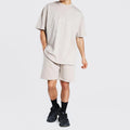 Men's 2025 Summer Street Style Casual 2-Piece Set Elastic Waist Shorts & T-Shirt Breathable Wholesale Cheap Price