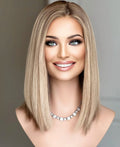 Cuticle Aligned Human Hair Luxurious Kosher Wig Highlights Ash Blonde Short Bone Straight Virgin Silk Base Top European Hair Wig