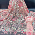 Women Girls Embroidery Sparking Pink African Sequin Lace Tela De Lentejuelas Tulle Luxury Cheongsam Wedding Embroidery Fabrics