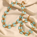 Dreamshow Statement Jewelry Enamel Chunky Chain Necklace 18k Gold Plated Stainless Steel Jewelry Set
