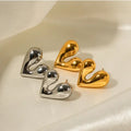 18K Gold Plated Stainless Steel Trendy Geometric Unisex Heart Stud Earrings Dainty Hammer Design Earrings Set
