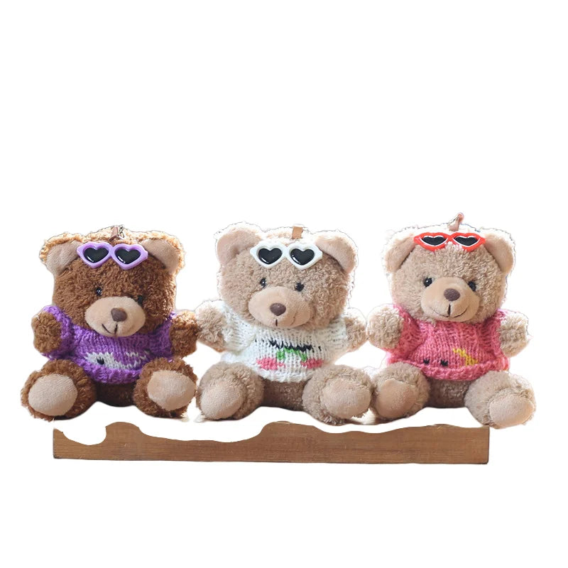 HOT Sun Glasses Clothes Teddy Bear Plush Soft Stuffed Animal Toy Charm Keychain Mini Fluffty Animal Doll Bag Pendant Couple Gift