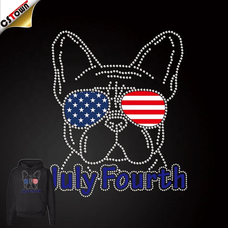 CSTOWN 4th of July Rhinestone Transfer Rhinestones Transfer Logo