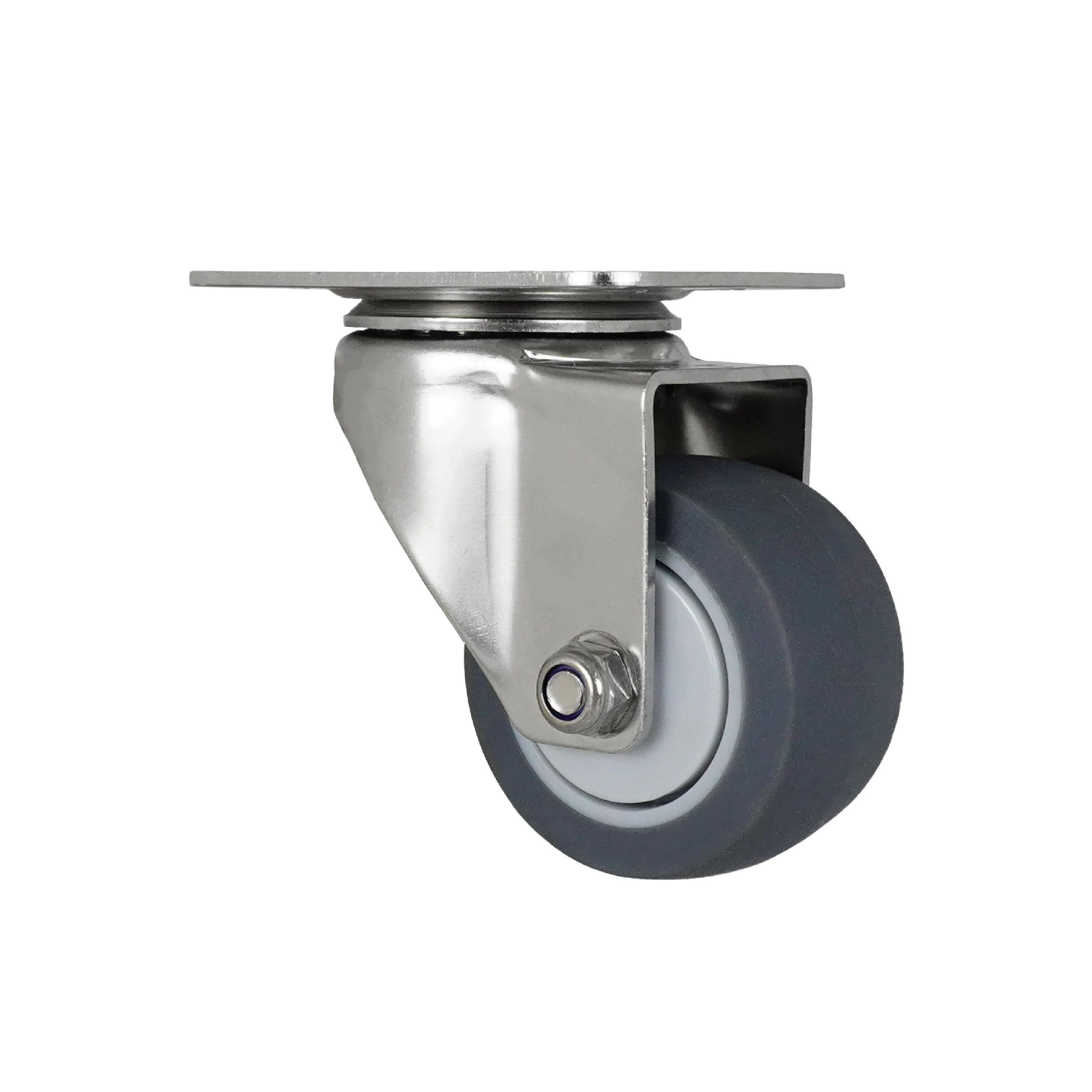 2 Inch 304 Stainless Steel TPR Rubber Swivel Caster Wheel Top Swivel Plate for Kitchen Cart Shelf
