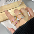 For Foxi Fashion Jewelry Manufacturer's Tiny Heart Eternity Ring 5A Zircon Stone Gemstone Rings for Women in Brass