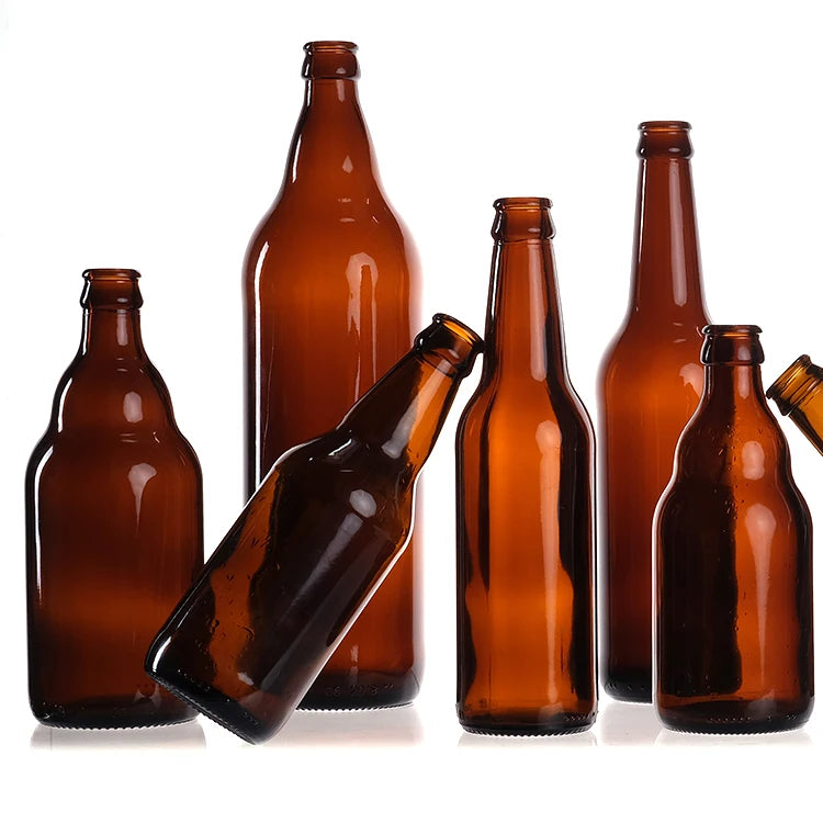 Custom Crown Cap Amber  330ml 500ml 650ml 750ml 1 Liter Empty Glass Beer Bottles