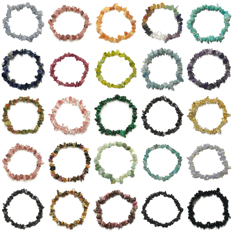 Colored Stone Bracelets Natural Gemstone Chip Bead Bracelets Wholesale Rose Quartz Citrine Amethyst