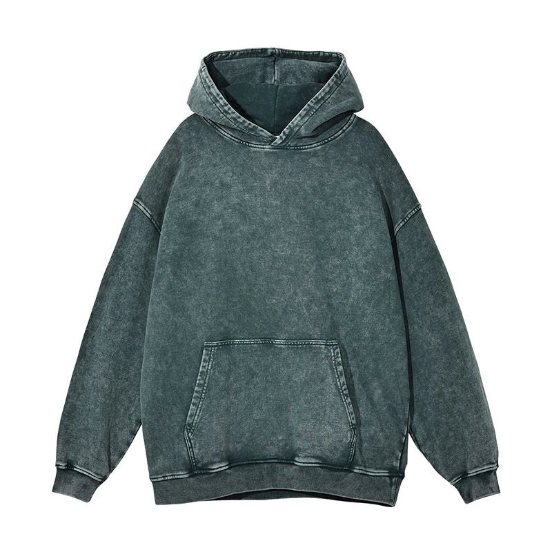 Customized Acid Washed Hoodie Vintage Polyester/Cotton Sweatshirt Screen Printed Design for Winter Fashion Whole Sale Rate