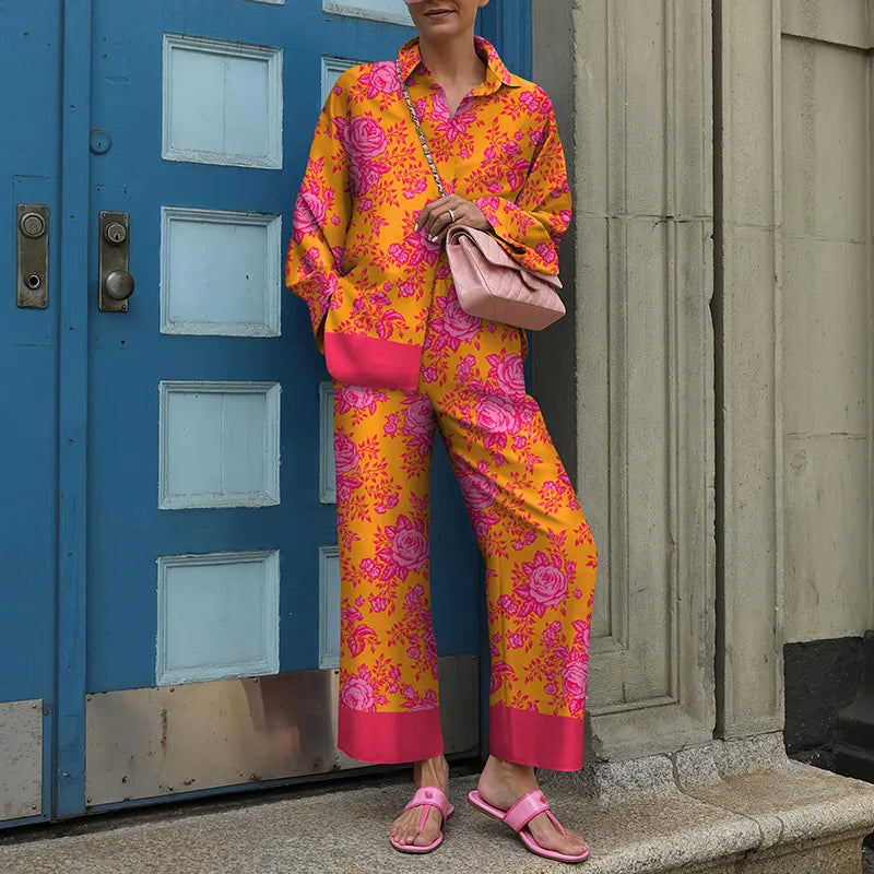 2025 Spring - Autumn Long - Sleeve Women's Shirt Sets Individual Trendy Brand with 3D Digital Printing Casual Women's Wear
