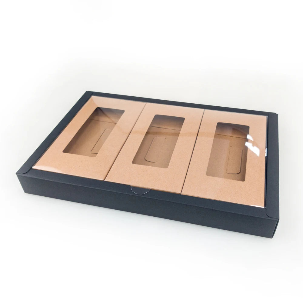 Customized Recyclable Folding Carton Food Packaging Embossing Matt Lamination for Chocolates Confectionery Clear PVC Window