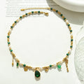 Niche Baroque Turquoise Necklace Freshwater Pearl Neck Chain Palace Style Design 18k Gold Plated Necklace