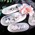 Wholesale White Selenite Plates Healing Crystal Stone Craft Oval Shape Selenite Bowls for Meditation