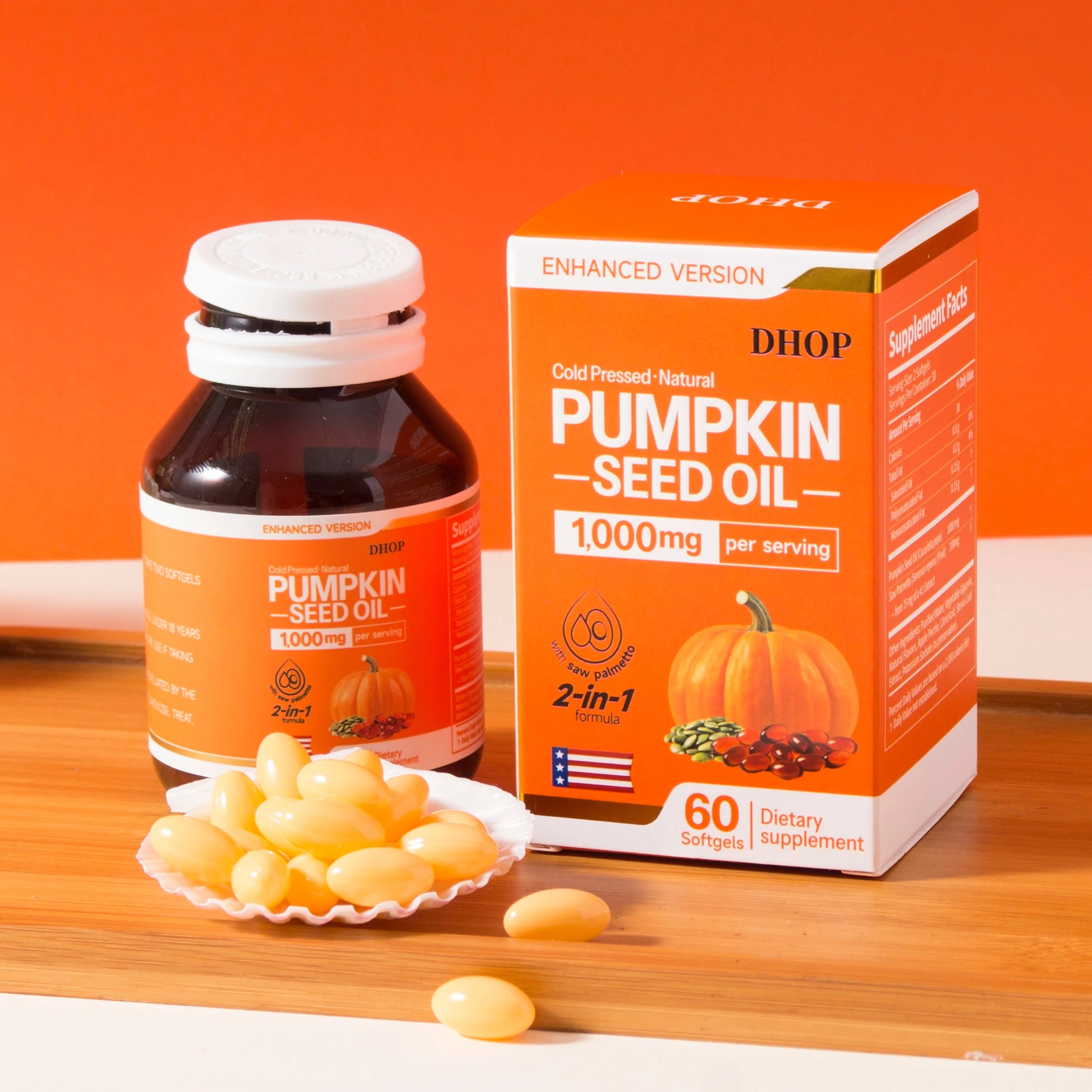 OEM Premium Pumpkin Seed Oil 1000mg Softgels Enhanced with Saw Palmetto for Men Wellness