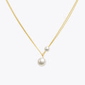 18K Gold Plated Stainless Steel Jewelry Double Layered Thin Wire Swarovski Pearl Choker Waterproof for Woman Necklace P253532