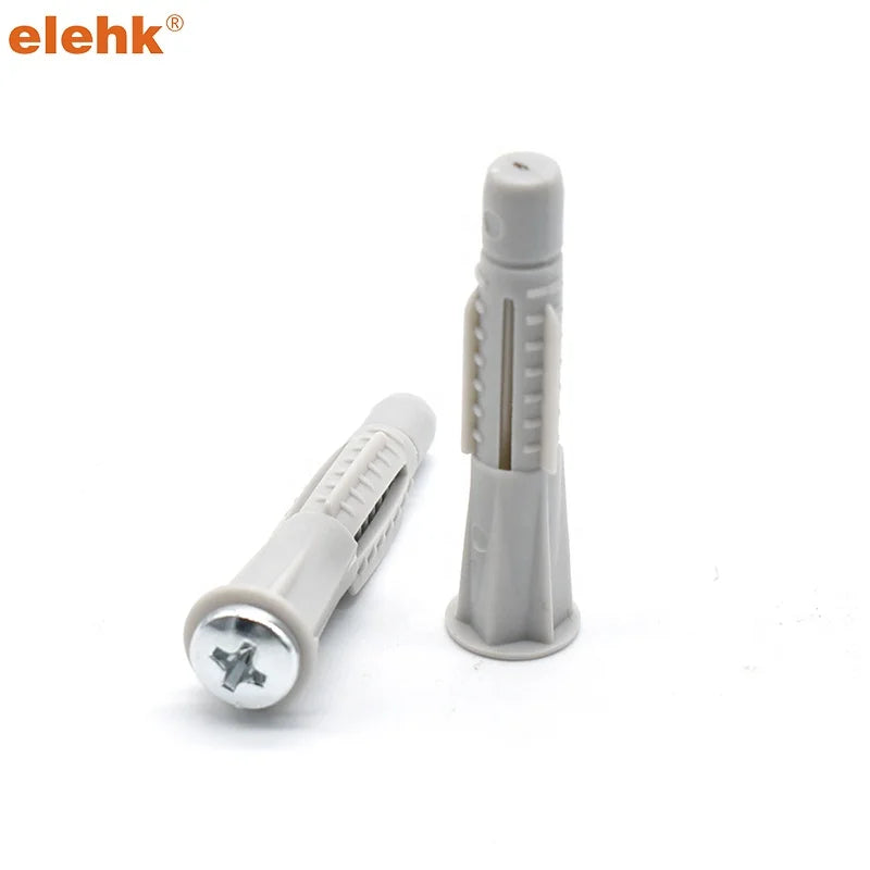 Elekh 10*60mm Grey Nylon Wall Plug Multi-Purpose Plastic Anchor for Hollow Walls 300PCS/BAG