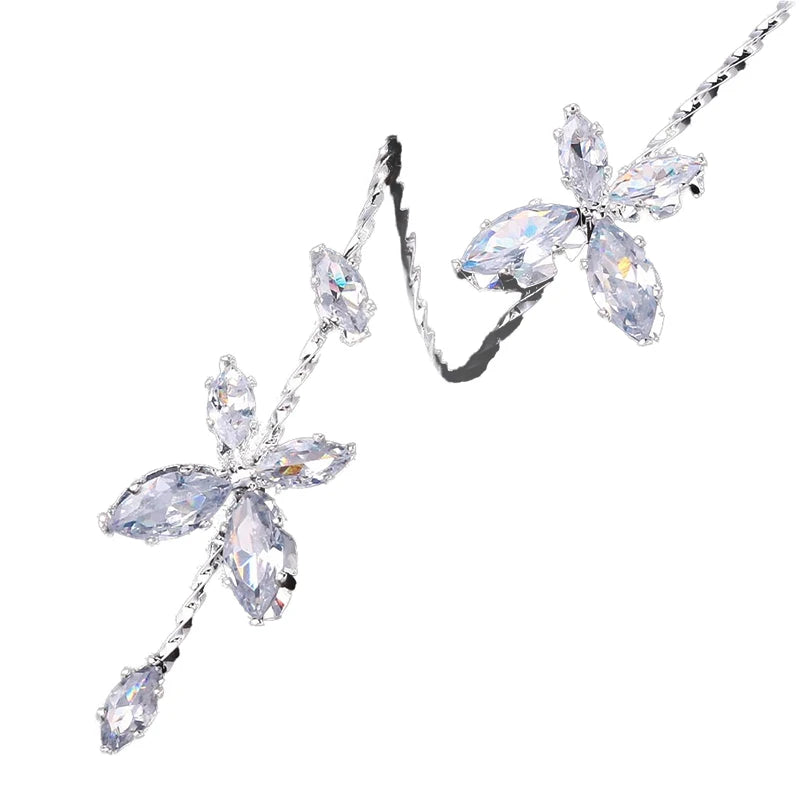New Style Personalized Plant Winding Fashion Bracelets Zircon Silver Plated Flower Bracelets Women Stainless Steel Jewelry