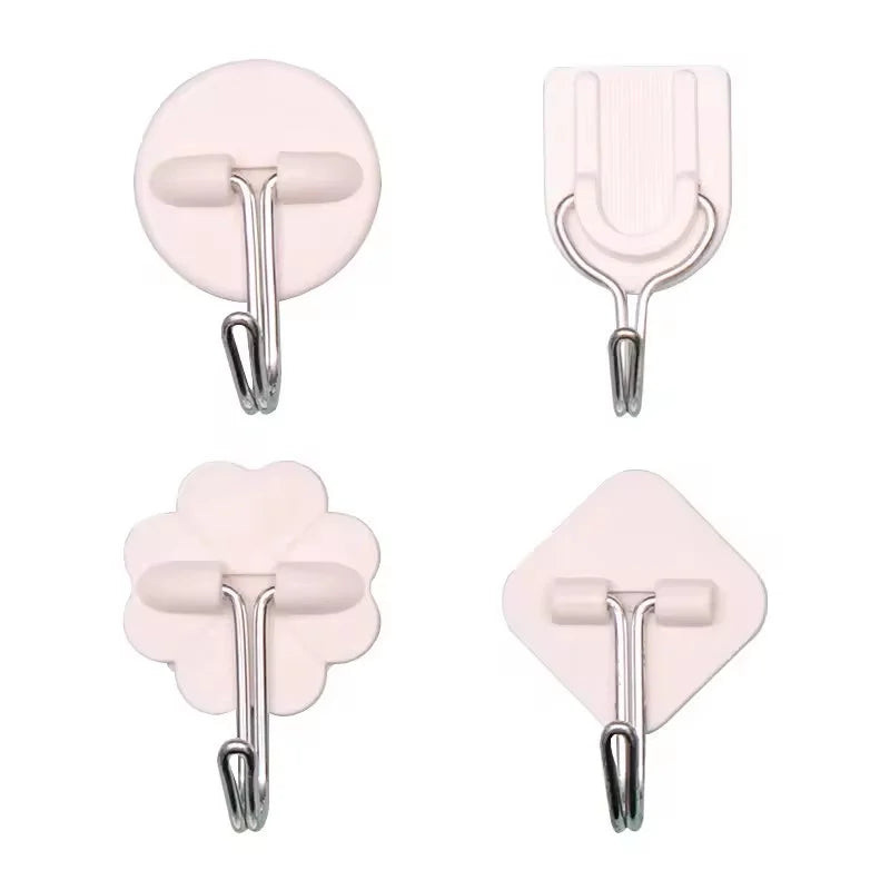 In Stock  White Small Square Plum U-shaped Plastic Hook with No Punching Dormitory Wall Key Hook Plastic Hook