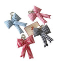 Factory 3D Checkered Bowknot Puffy Padded Preppy Bow Keyring Purse Bag Charm Cute Ribbon Plaid Pattern Coquette Bow Keychain