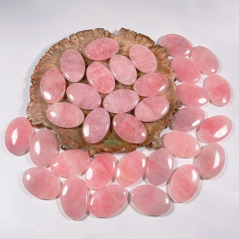 Hongzhuo Wholesale Natural Crystal Rose Quartz Gemstone Semi-precious Oval Stone for Decoration