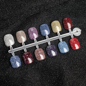 Reflective Glitter Nail Art Polish Sparkle Flash Diamond Painted 12 Colors Soak off Polishes Kit Salon Quality Professional Gels