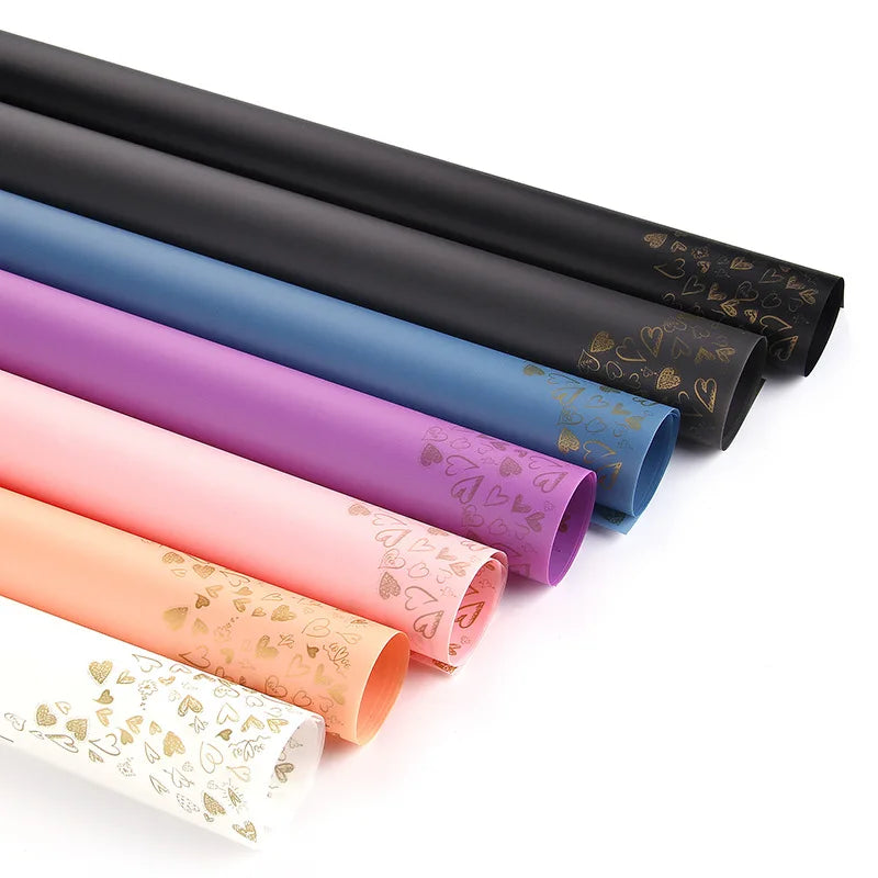 DLBZ Durable Eco Gift Bouquet Packaging Art Paper Heart Pattern Waterproof Reusable Recyclable Flower Wrapping Paper Roll