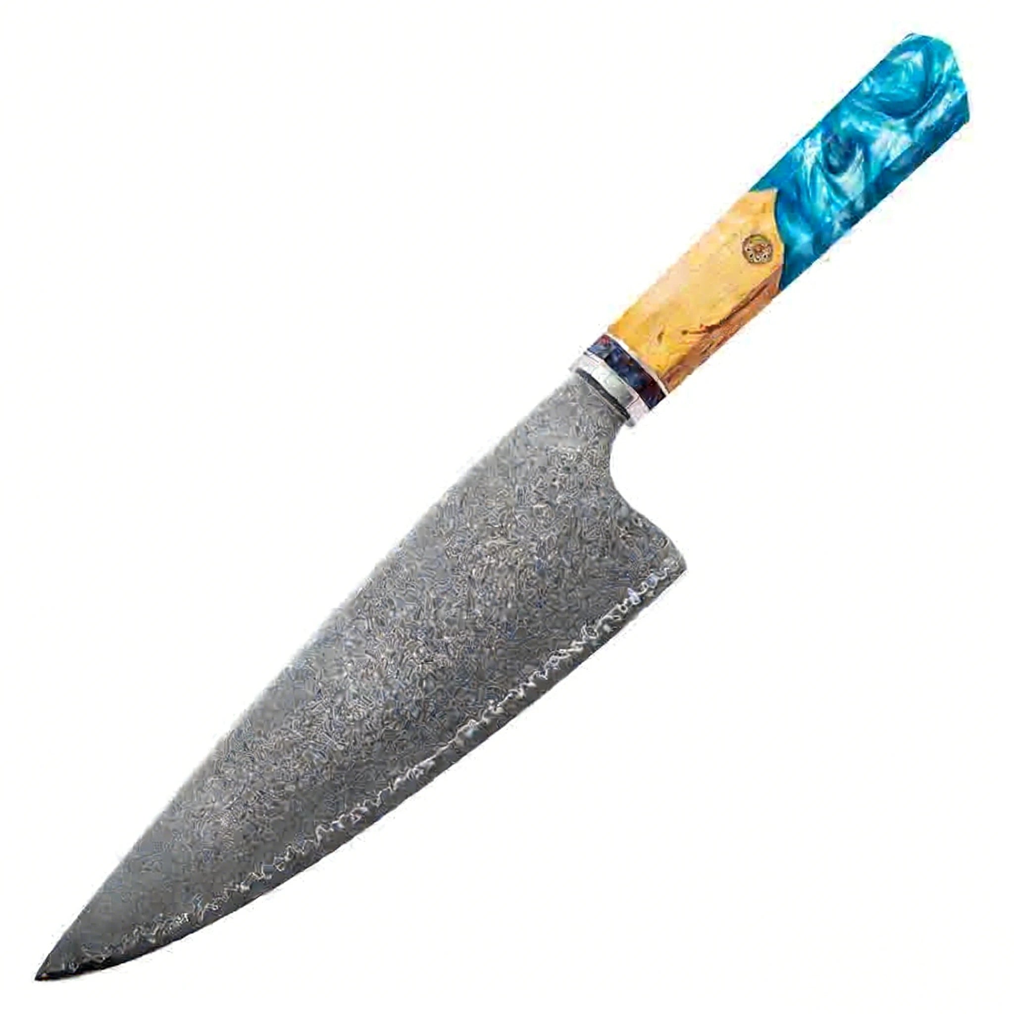 KEENHOPE Sharpening Professional 8 Inch Damascus Steel Chef Knife VG10 Kitchen Gyuto Knives Octagonal Maple Burl Resin Handle