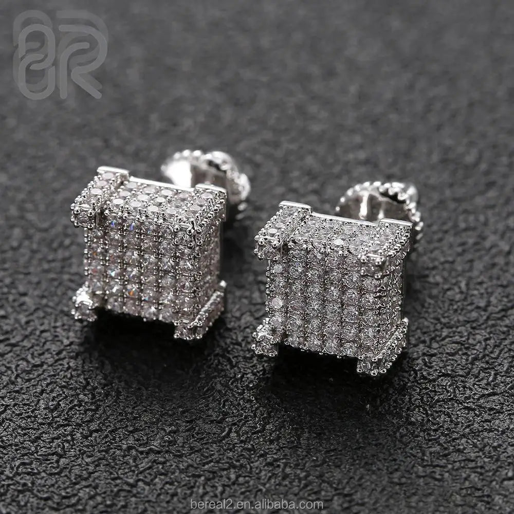 VVS Moissanite Cluster Earrings Men Hot Sale Wholesale Bling Iced Out Thick Gold Plated Hoop 925 Silver Fine Jewelry