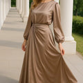 YXD074 Ig Hot-selling Satin Special-design Long Dress Waist Belt Loose Modest Customizable High-end Eid Factory Price Wholesale