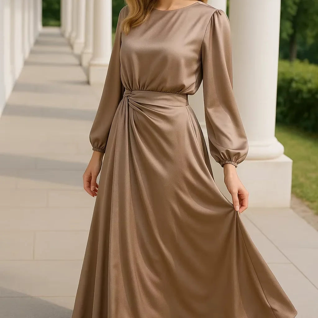 YXD074 Ig Hot-selling Satin Special-design Long Dress Waist Belt Loose Modest Customizable High-end Eid Factory Price Wholesale