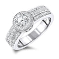 Halo 1 Carat Round Diamond Engagement Ring for Women Luxury 14K Gold Plated Silver IGI Certified From India
