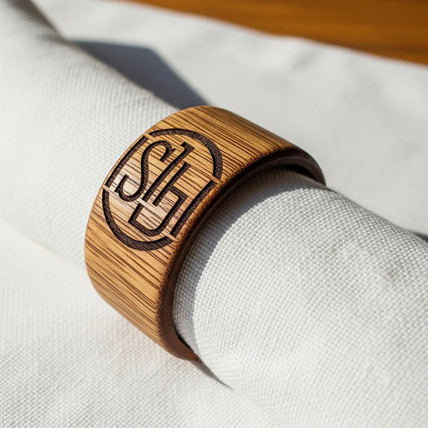 Custom carved wooden napkin rings luxury napkin holder for restaurant
