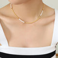 New Fashion Baroque Freshwater Pearl Square Chain Necklace 18K Gold Plated Choker Jewelry Gift Wholesale