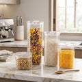 ANYA Custom Logo Airtight Stackable Spice Storage Jar Dry Goods Pantry Food Storage Container Plastic clear Kitchen Organization