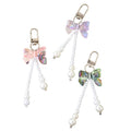 HOT Acrylic Bow Keychain Mini Beaded Pendants Cute Acrylic Cellphone Charms Bag Keychain with Bow Beaded Bow Keychains